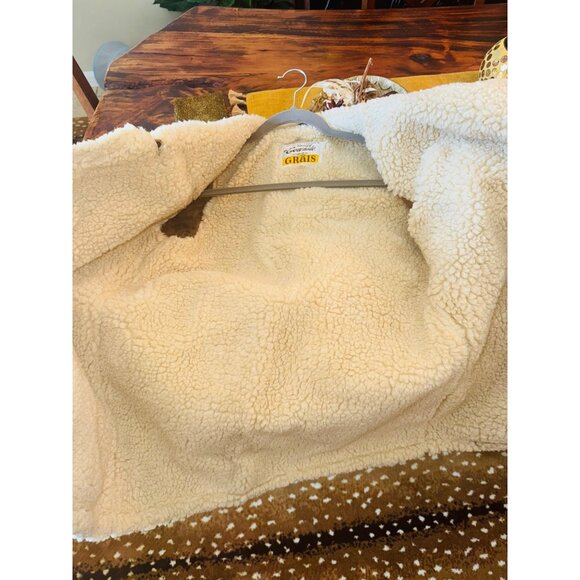 Vintage Grais Split Cowhide Marlboro Man Rancher Suede Sherpa Barn Jacket Coat 8 - Picture 5 of 10